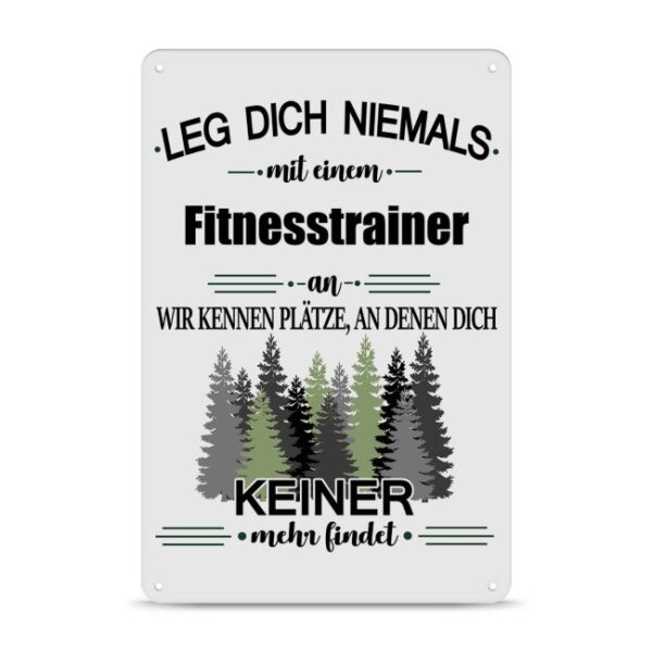 Originelles und lustiges Berufe-Blechschild für den coolsten Fitnesstrainer. Das perfekte Geschenk für Kollegen und Freunde