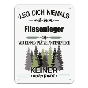 Originelles und lustiges Berufe-Blechschild für den coolsten Fliesenleger. Das perfekte Geschenk für Kollegen und Freunde