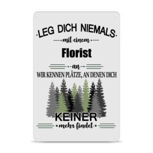 Originelles und lustiges Berufe-Blechschild für den coolsten Florist. Das perfekte Geschenk für Kollegen und Freunde