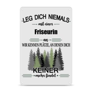 Originelles und lustiges Berufe-Blechschild für die coolste Friseurin. Das perfekte Geschenk für Kolleginnen und Freunde