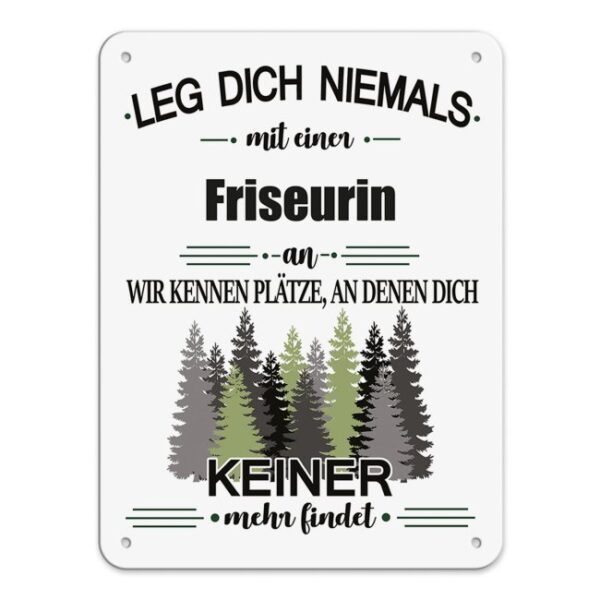 Originelles und lustiges Berufe-Blechschild für die coolste Friseurin. Das perfekte Geschenk für Kolleginnen und Freunde