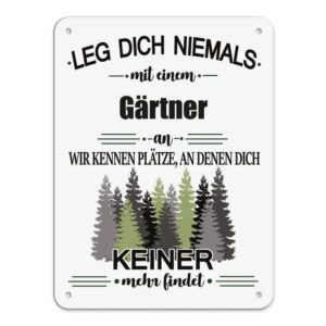 Originelles und lustiges Berufe-Blechschild für den coolsten Gärtner. Das perfekte Geschenk für Kollegen und Freunde