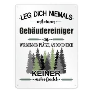 Originelles und lustiges Berufe-Blechschild für den coolsten Gebäudereiniger. Das perfekte Geschenk für Kollegen und Freunde