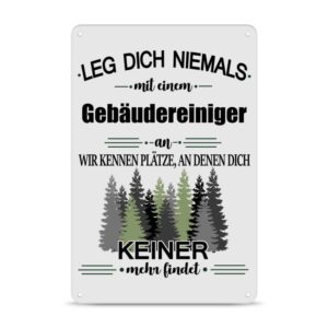 Originelles und lustiges Berufe-Blechschild für den coolsten Gebäudereiniger. Das perfekte Geschenk für Kollegen und Freunde