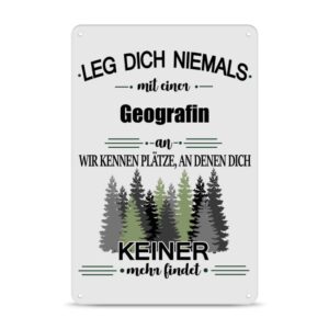 Originelles und lustiges Berufe-Blechschild für die coolste Geografin. Das perfekte Geschenk für Kolleginnen und Freunde