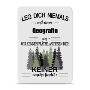 Originelles und lustiges Berufe-Blechschild für die coolste Geografin. Das perfekte Geschenk für Kolleginnen und Freunde