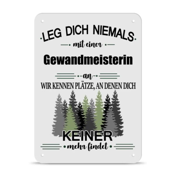 Originelles und lustiges Berufe-Blechschild für die coolste Gewandmeisterin. Das perfekte Geschenk für Kolleginnen und Freunde