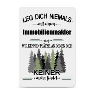 Originelles und lustiges Berufe-Blechschild für den coolsten Immobilienmakler. Das perfekte Geschenk für Kollegen und Freunde