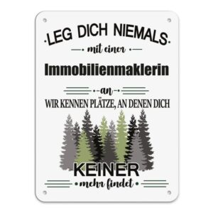 Originelles und lustiges Berufe-Blechschild für die coolste Immobilienmaklerin. Das perfekte Geschenk für Kolleginnen und Freunde