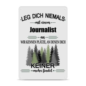 Originelles und lustiges Berufe-Blechschild für den coolsten Journalist. Das perfekte Geschenk für Kollegen und Freunde