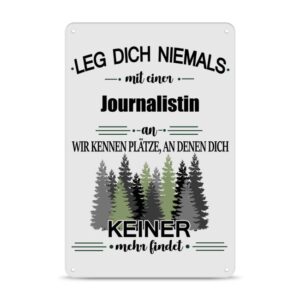 Originelles und lustiges Berufe-Blechschild für die coolste Journalistin. Das perfekte Geschenk für Kolleginnen und Freunde