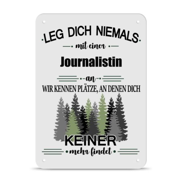 Originelles und lustiges Berufe-Blechschild für die coolste Journalistin. Das perfekte Geschenk für Kolleginnen und Freunde