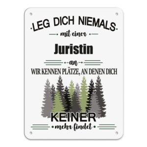 Originelles und lustiges Berufe-Blechschild für die coolste Juristin. Das perfekte Geschenk für Kolleginnen und Freunde