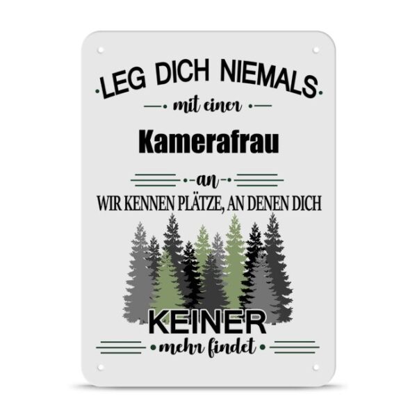 Originelles und lustiges Berufe-Blechschild für die coolste Kamerafrau. Das perfekte Geschenk für Kolleginnen und Freunde