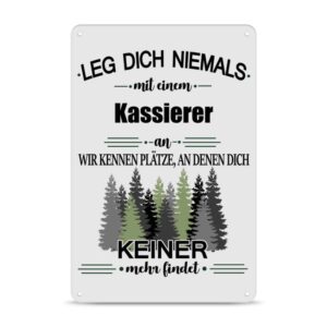 Originelles und lustiges Berufe-Blechschild für den coolsten Kassierer. Das perfekte Geschenk für Kollegen und Freunde