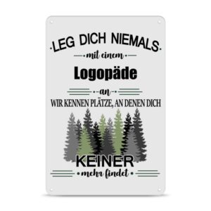 Originelles und lustiges Berufe-Blechschild für den coolsten Logopäde. Das perfekte Geschenk für Kollegen und Freunde