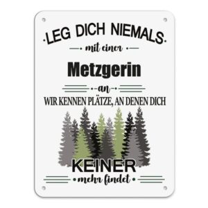 Originelles und lustiges Berufe-Blechschild für die coolste Metzgerin. Das perfekte Geschenk für Kolleginnen und Freunde