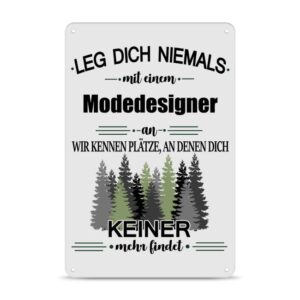 Originelles und lustiges Berufe-Blechschild für den coolsten Modedesigner. Das perfekte Geschenk für Kollegen und Freunde