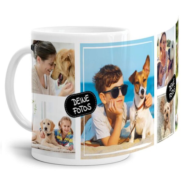 Bedruckte Tasse mit Fotocollage aus hochwertiger Keramik bestehend aus 7 Fotos - liebevoll gestaltet. Designe Deine eigene Fototasse mit Deinen...