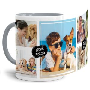 Bedruckte Tasse mit Fotocollage aus hochwertiger Keramik bestehend aus 7 Fotos - liebevoll gestaltet. Designe Deine eigene Fototasse mit Deinen...