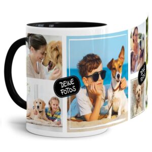 Bedruckte Tasse mit Fotocollage aus hochwertiger Keramik bestehend aus 7 Fotos - liebevoll gestaltet. Designe Deine eigene Fototasse mit Deinen...