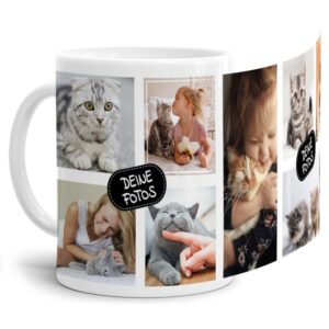 Bedruckte Tasse mit Fotocollage aus hochwertiger Keramik bestehend aus 8 Fotos - liebevoll gestaltet. Designe Deine eigene Fototasse mit Deinen...