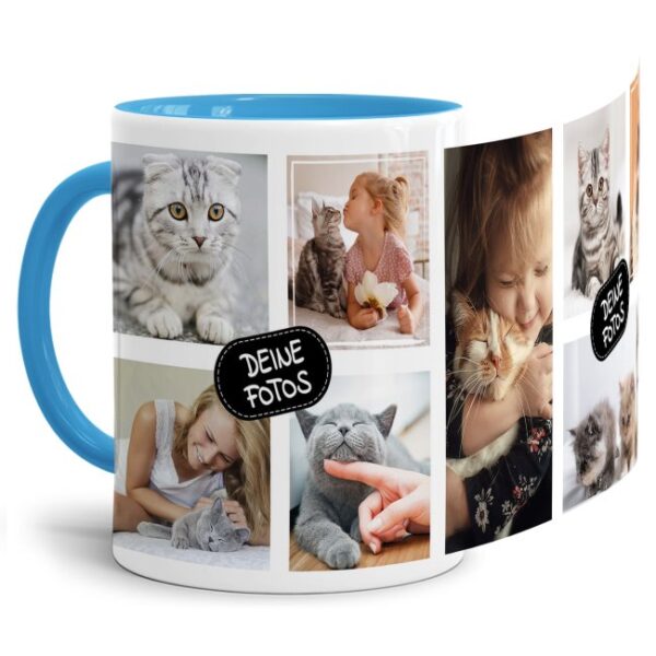 Bedruckte Tasse mit Fotocollage aus hochwertiger Keramik bestehend aus 8 Fotos - liebevoll gestaltet. Designe Deine eigene Fototasse mit Deinen...