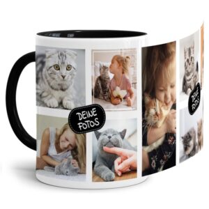 Bedruckte Tasse mit Fotocollage aus hochwertiger Keramik bestehend aus 8 Fotos - liebevoll gestaltet. Designe Deine eigene Fototasse mit Deinen...