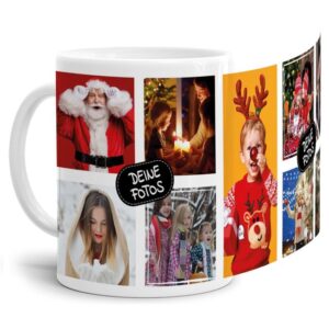 Bedruckte Tasse mit Fotocollage aus hochwertiger Keramik bestehend aus 9 Fotos - liebevoll gestaltet. Designe Deine eigene Fototasse mit Deinen...