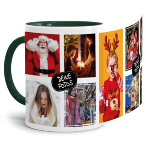 Bedruckte Tasse mit Fotocollage aus hochwertiger Keramik bestehend aus 9 Fotos - liebevoll gestaltet. Designe Deine eigene Fototasse mit Deinen...