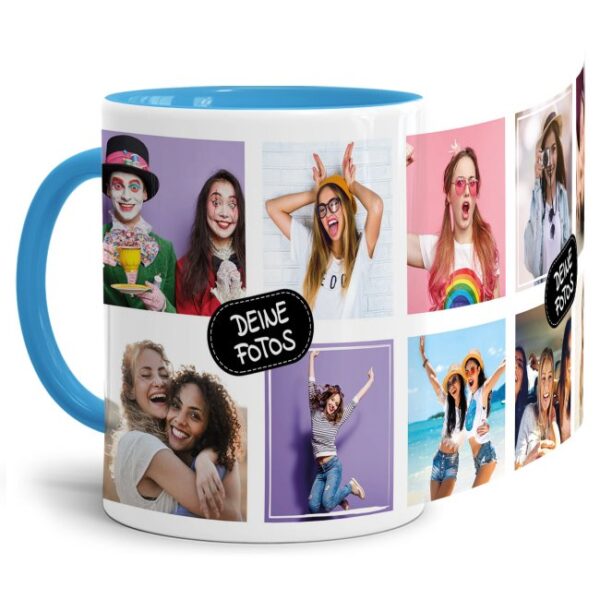 Bedruckte Tasse mit Fotocollage aus hochwertiger Keramik bestehend aus 10 Fotos - liebevoll gestaltet. Designe Deine eigene Fototasse mit Deinen...