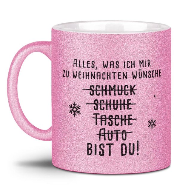 Glitzernde Kaffeetasse mit süßem