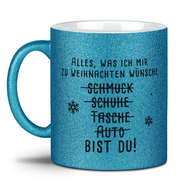 Glitzernde Kaffeetasse mit süßem