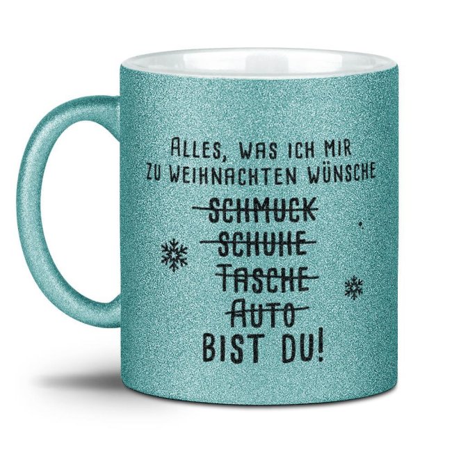 Glitzernde Kaffeetasse mit süßem