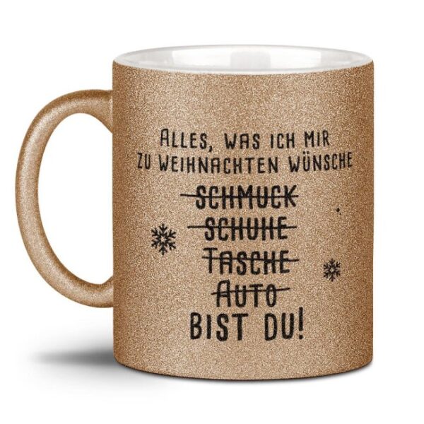 Glitzernde Kaffeetasse mit süßem