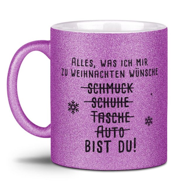 Glitzernde Kaffeetasse mit süßem