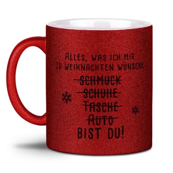 Glitzernde Kaffeetasse mit süßem