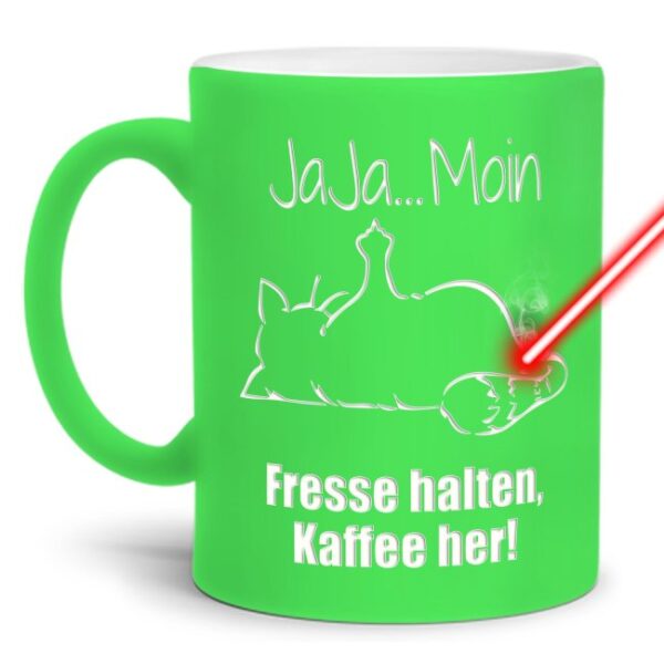 Gravierte Tasse mit Spruch - Jaja Moin