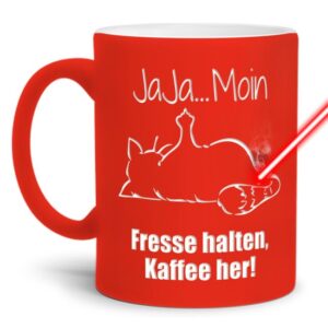 Gravierte Tasse mit Spruch - Jaja Moin