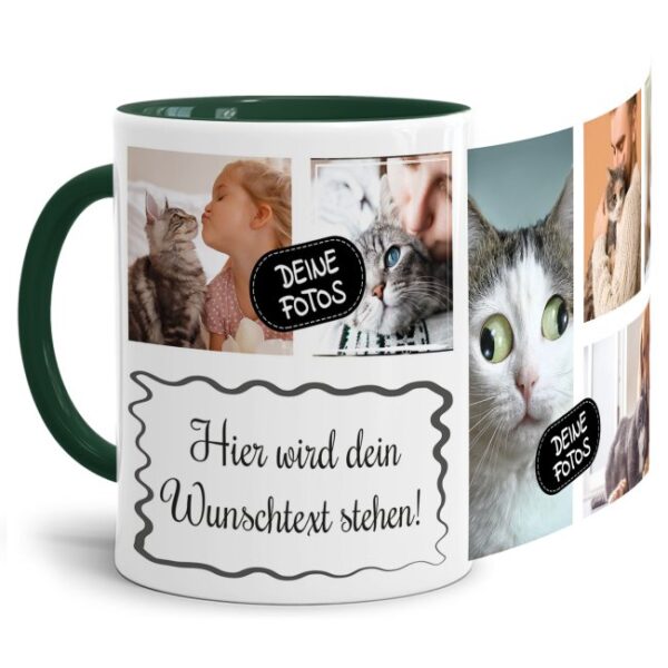 Bedruckte Tasse mit Fotocollage aus hochwertiger Keramik bestehend aus 6 Fotos und Rahmen für Deinen persönlichen Wunschtext - liebevoll gestaltet...