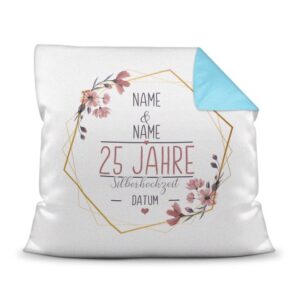 Liebevoll gestaltetes Kissen als Geschenk zur Silberhochzeit - Personalisierbares Kissen mit Namen und Datum. Eine schöne Geschenkidee zum...