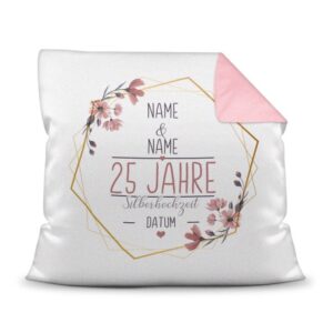 Liebevoll gestaltetes Kissen als Geschenk zur Silberhochzeit - Personalisierbares Kissen mit Namen und Datum. Eine schöne Geschenkidee zum...