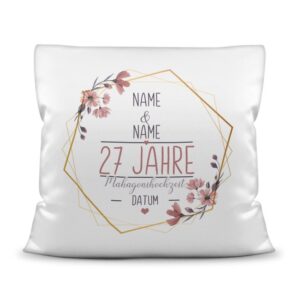 Liebevoll gestaltetes Kissen als Geschenk zur Mahagonihochzeit - Personalisierbares Kissen mit Namen und Datum. Eine schöne Geschenkidee zum...