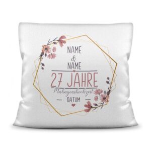 Liebevoll gestaltetes Kissen als Geschenk zur Mahagonihochzeit - Personalisierbares Kissen mit Namen und Datum. Eine schöne Geschenkidee zum...