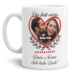 Besondere Tasse mit Foto im Herzrahmen für alle Lieblingsmenschen. Persönliches Geschenk für den Mann oder die Frau mit individueller...