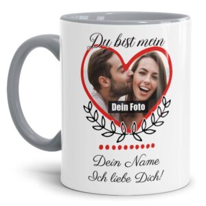 Besondere Tasse mit Foto im Herzrahmen für alle Lieblingsmenschen. Persönliches Geschenk für den Mann oder die Frau mit individueller...