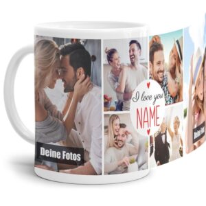 Wunderschöner Kaffeebecher personalisierbar mit sechs Fotos für Deinen Lieblingsmenschen. Persönliches Geschenk und eine ganz besondere...