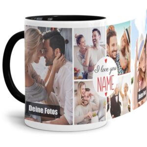 Wunderschöner Kaffeebecher personalisierbar mit sechs Fotos für Deinen Lieblingsmenschen. Persönliches Geschenk und eine ganz besondere...