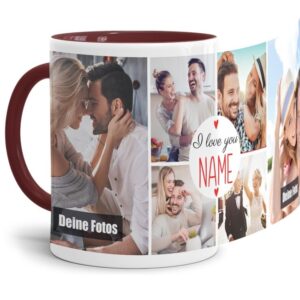 Wunderschöner Kaffeebecher personalisierbar mit sechs Fotos für Deinen Lieblingsmenschen. Persönliches Geschenk und eine ganz besondere...