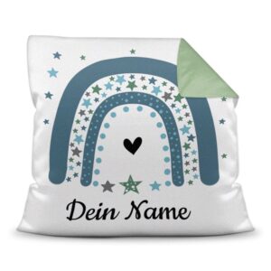 Süßes Namenkissen mit Regenbogen - Trendmotiv - als Geschenk zu jedem Anlass zu verschenken. Über dieses persönliche